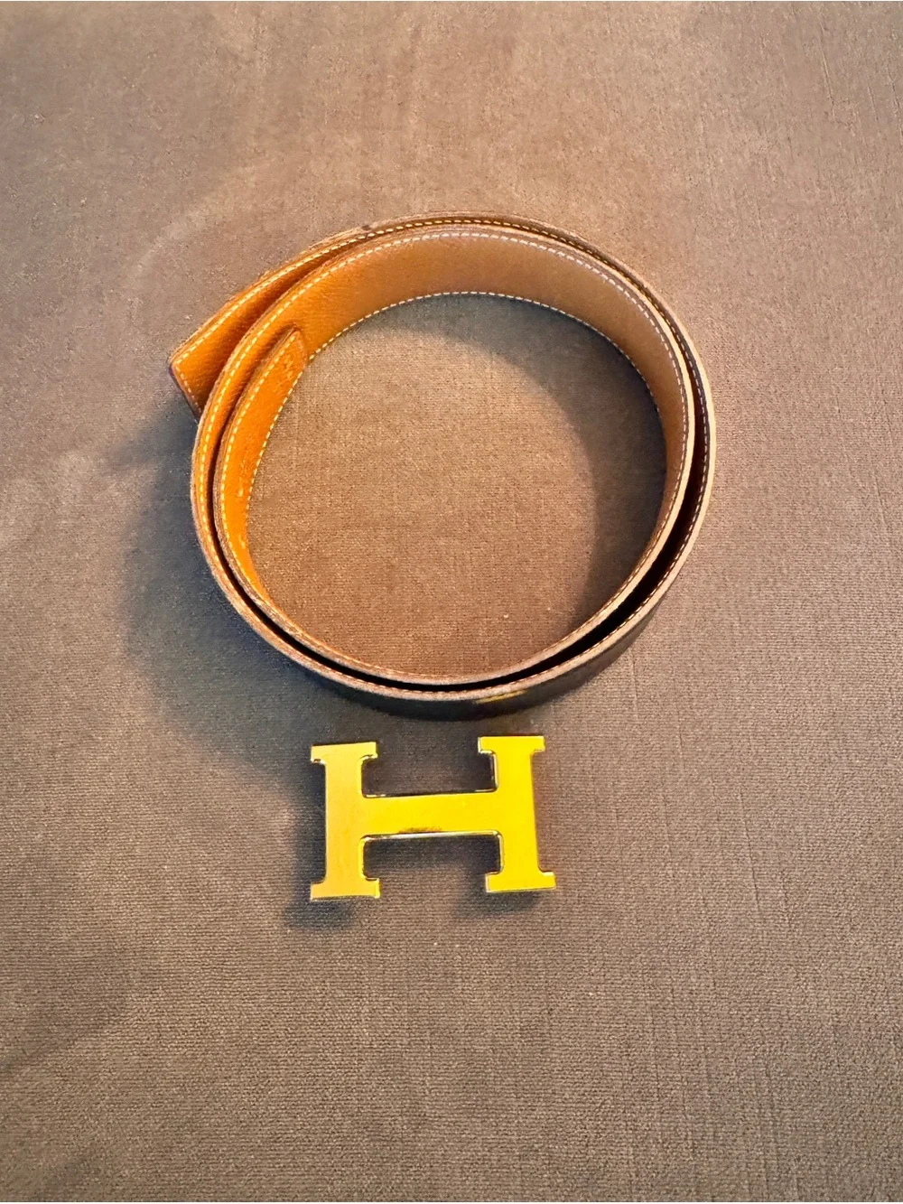 Hermès Reversible H Belt Size 72 Gold Buckle Box Calf Leather 2011